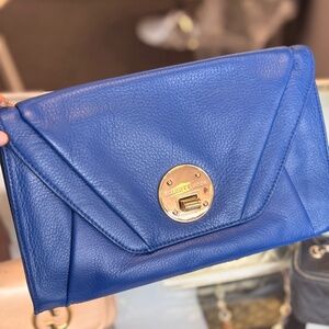 Elliot Lucca Blue Leather Clutch Bag